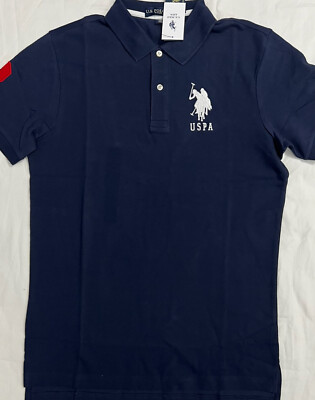 New U.S. Polo Assn. Men's Short Sleeve Polo Navy Color Size S