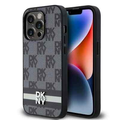 Original DKNY Leder Karomuster Streifen Impact Case für iPhone 15 Pro