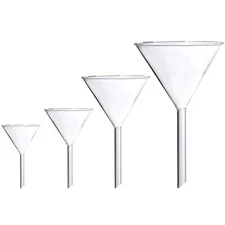 Borosilicate Glass Funnel Set for Labs - 4 Sizes Durable and Heat Resistant