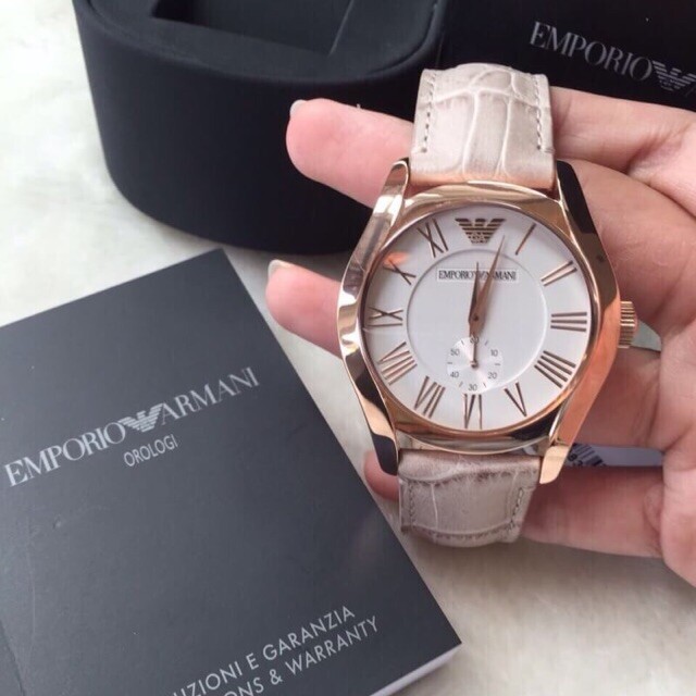稼働 EMPORIO ARMANI 腕時計 デイト メンズ ラウンド 128 Emporio Armani Men's Analogue XL Leather Quartz Watch AR1667