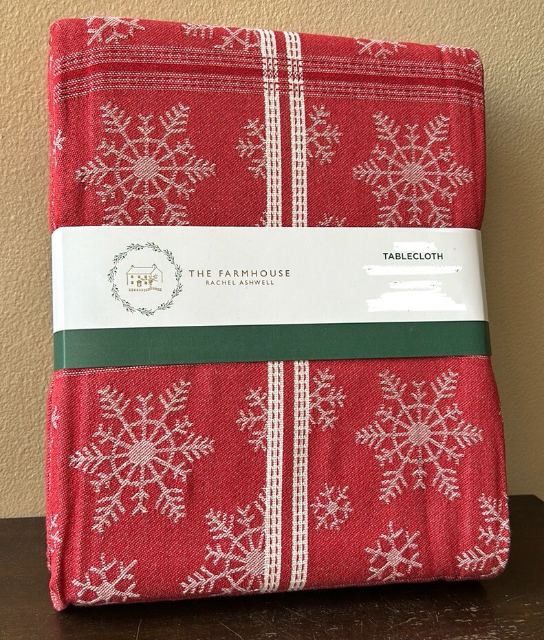 The Farmhouse Rachel Ashwell Christmas Tablecloth Snowflakes 60