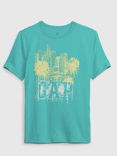 Gap Kids Graphic SS Tee Size XL Size 12 Year Turquoise Aqua Blue NWT