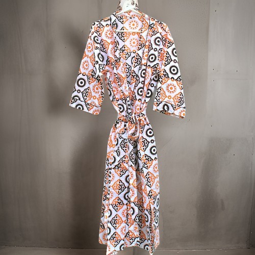New Hand Block Printed Cotton Kimono, Indian Handmade Hand Printed Bath Robe - Picture 29 of 33