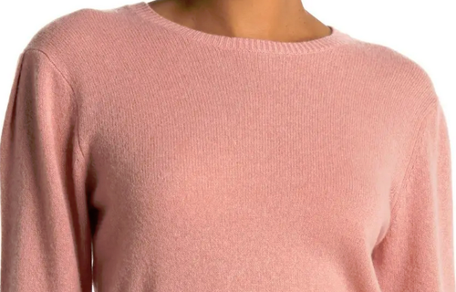 Frame Cinched Ruffle Hem Cashmere Sweater Sand Rose L NWT $395 - 第 3/4 張圖片