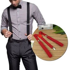 Unisex Suspenders Strong 25mm Women Men Extra Wide Pants Y Shape, With 4 Clips