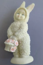 NEW Dept 56 Easter Snowbunnies A Basket of Cheer Pink Spring Flowers Snowbabies