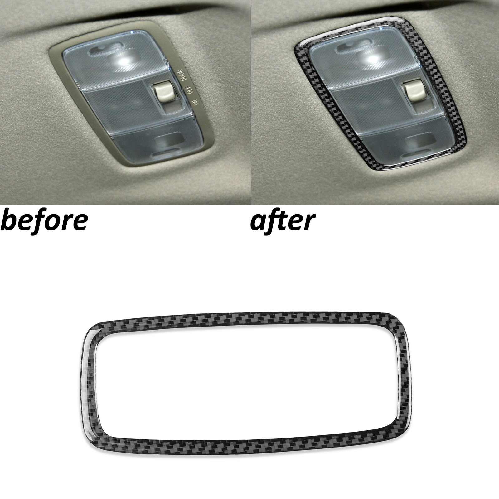 Real Carbon Fiber Interior Rear Roof Reading Light Trim For Toyota Camry 2006-11