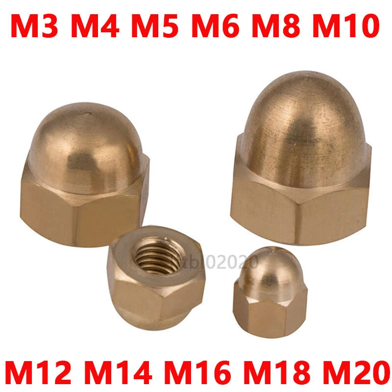 Hutmuttern DIN 1587 Muttern Messing M3 M4 M5 M6 M8 M10~M20 Hutmutter hohe Form