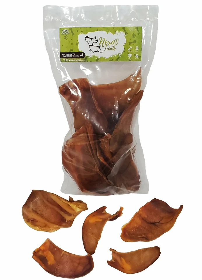 NERO'S TREATS Dog Bones Premium Pork Treats (Half Ears) (8 Oz Bag) Healthy Treats