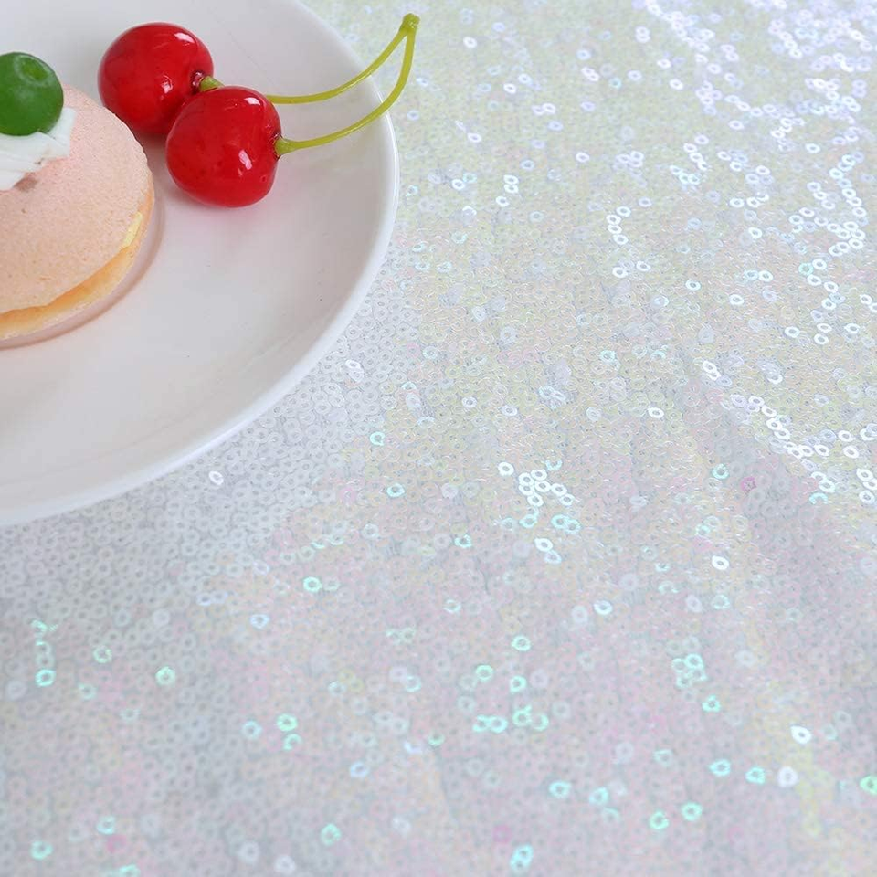 Iridescent Sequin Tablecloth 120" round Sparkle Table Cover Glitter
