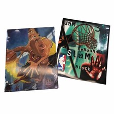 Cartelle portafogli carta vintage 1997 Mead NBA 3 fori 2 tasche Jordan Kemp