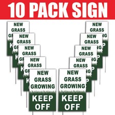 Pack Of 10 New Grass Growing Keep Off Coroplast Plastic Sign With Free Stakes