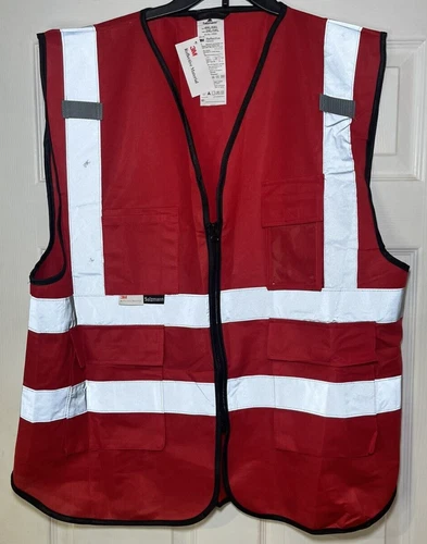 Salzmann 3M Mesh Multi-Pocket Safety Vest-Reflective High Visibility-Red/2XL-3XL - product listing photo