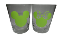 "2Er Set Teelicht Glas Windlicht Mit Print \"Minnie+Micky\" GrüN Kerzenglas Deko"