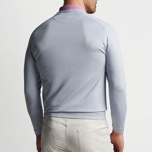 Pull de golf col rond Peter Millar Cradle Performance neuf avec étiquette - bleu Londres - Photo 4/4