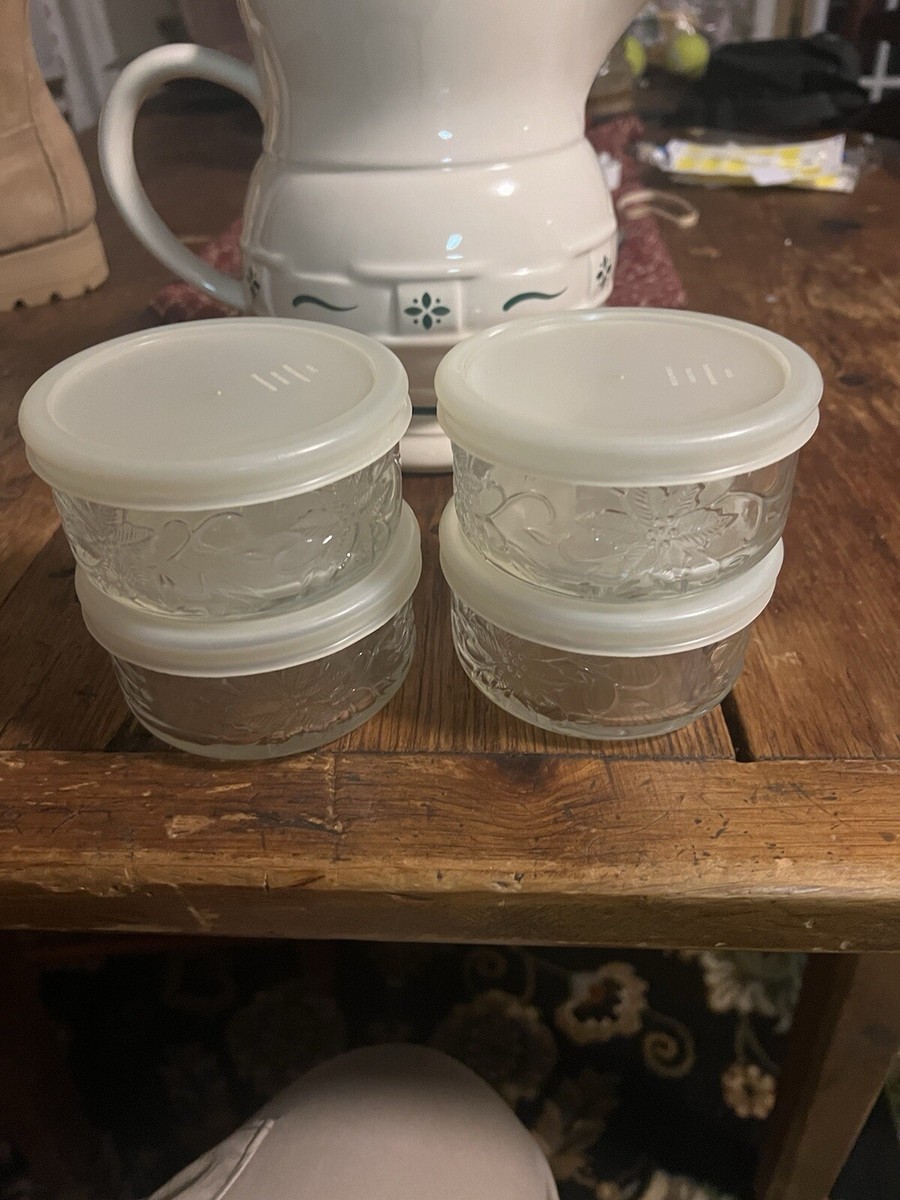 4 Princess House Fantasia Ramekins Ovenware Crystal Bowls With 4Lids