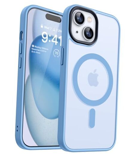 Magnetic Case for iPhone 15 iPhone 15 (6.1 Inch, 2 Lens) A4-Matte & Light Blue