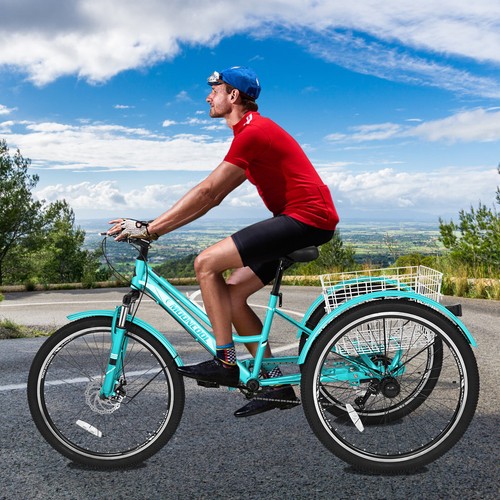 MOONCOOL Mountain Tricycle for Adults Women 26 inch 3 Wheels 7Speed Cruiser Bike - Picture 10 of 11
