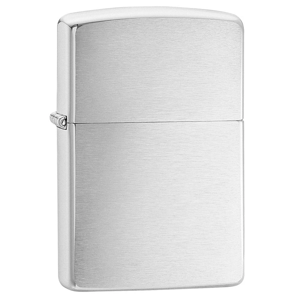 Genuine Zippo Windproof Lighter 200 Reg Brushed Fin Chrome