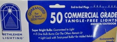 50 Mini Incandescent Christmas Indoor/Outdoor Bethlehem Light Strands-7 Options