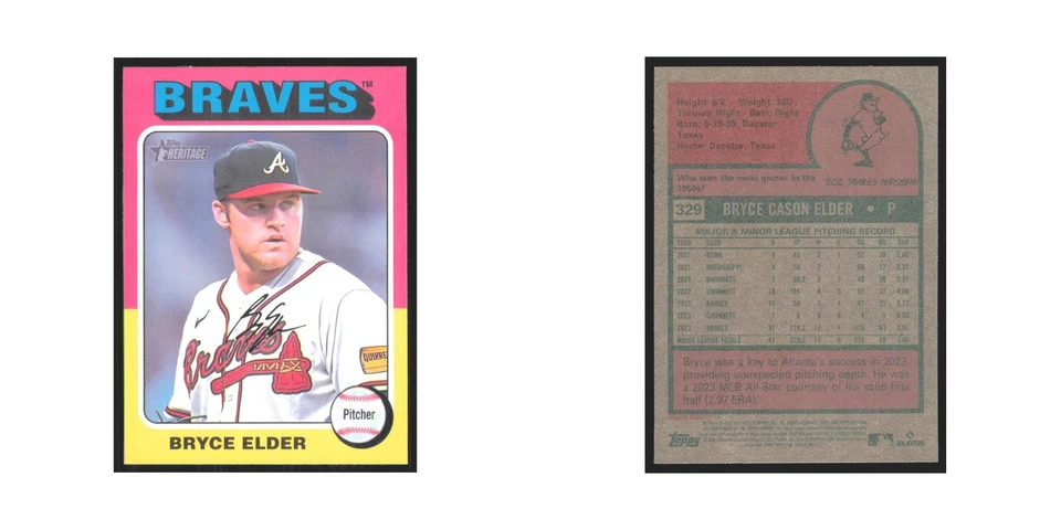 Bryce Elder 2024 Topps Heritage #329 Atlanta Braves Baseball Card NM - Image 3 of 3