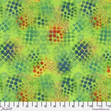 Free Spirit Butterfly Fields by Sue Penn PWSP065 Lime Spotty Cotton