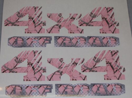 Pink Camo 4X4 OFF ROAD #2 BED SIDE Decals Decal FIT F150 F250 Ram Chevy - Foto 1 di 2