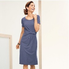 NWT TALBOTS Knit Jersey Draped Sheath Dress Short Sleeve Navy Floral Size XL