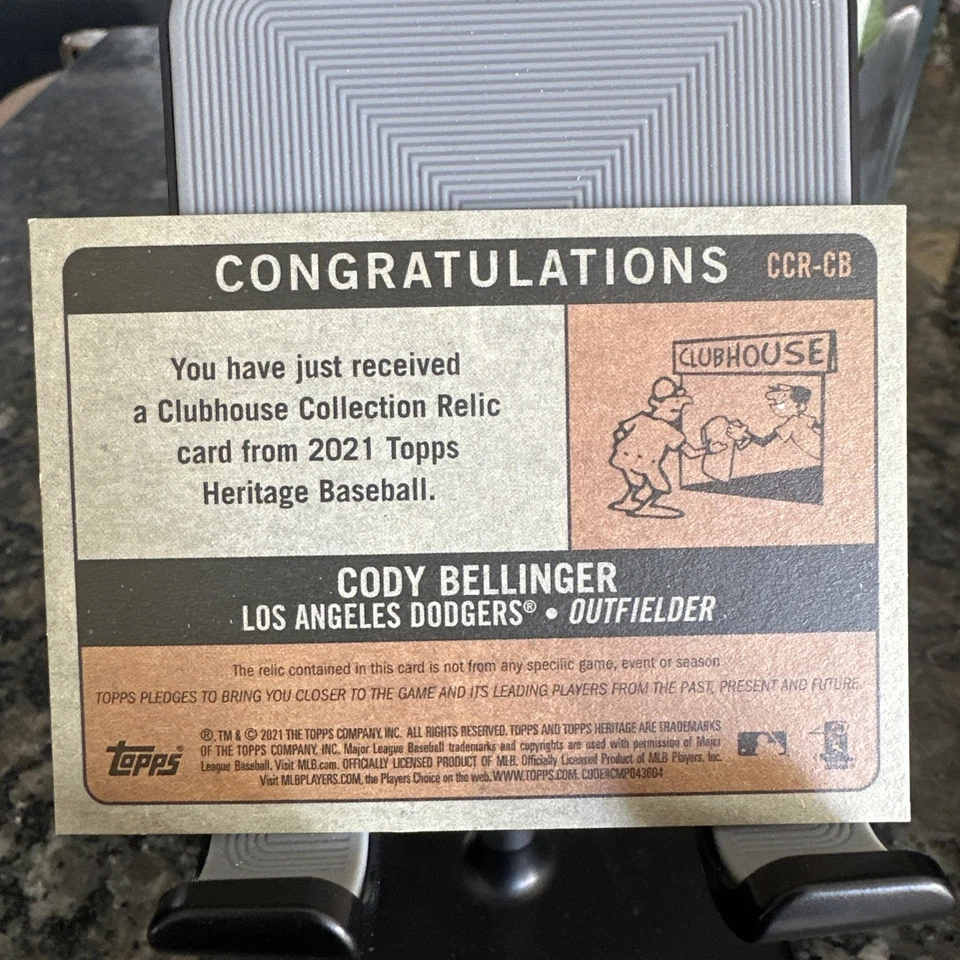 2021 Topps Heritage - Clubhouse Collection Relics Cody Bellinger #CCR-CB (MEM) - Image 2 of 2