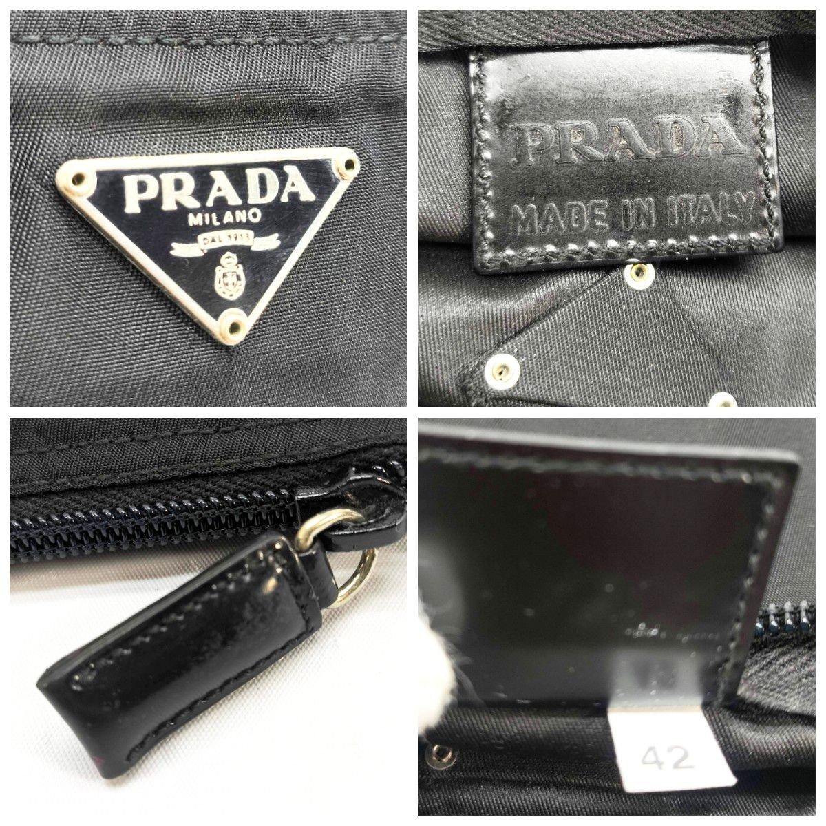 PRADA Mini Pouch Triangular Logo Clutch Black Cos… - image 11