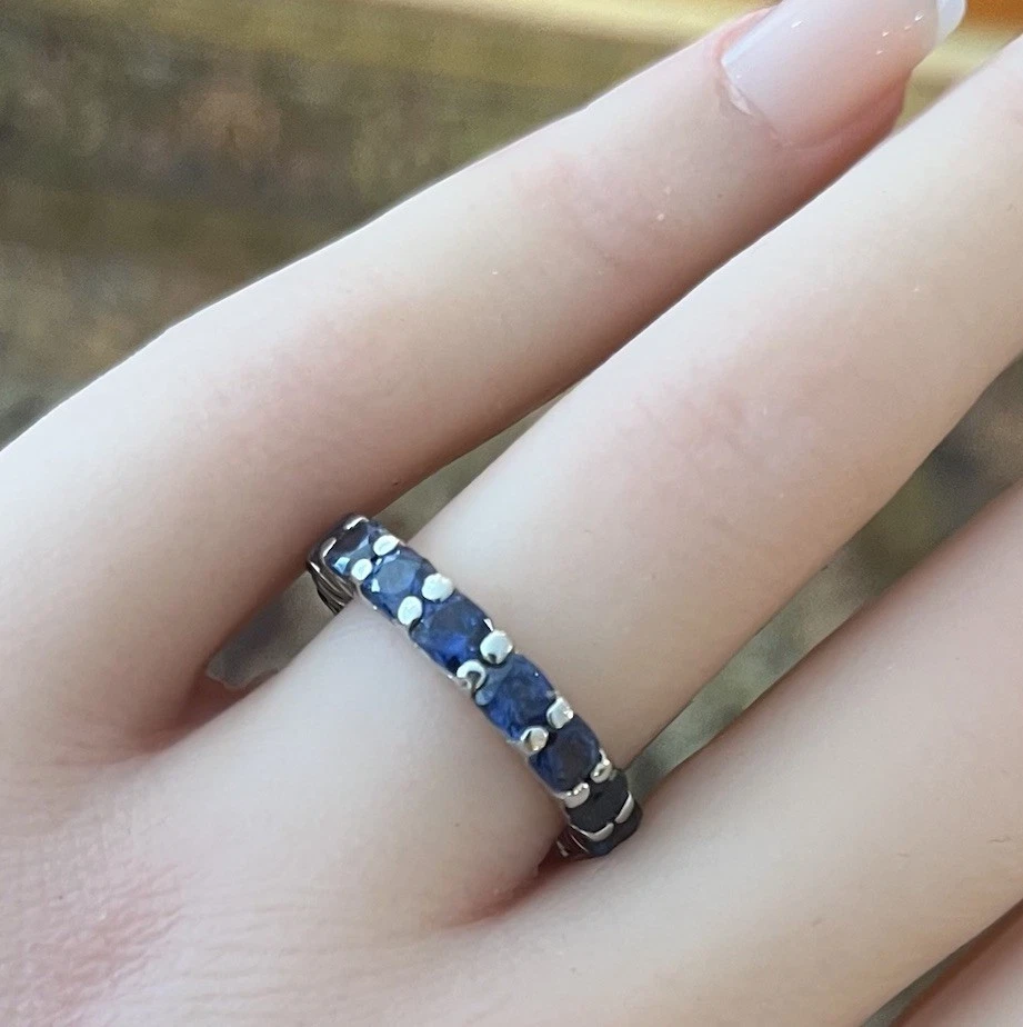 Estate Blue Sapphire Eternity Band Size 5.25 in Platinum - HM2234E