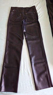 Latexhose Unisex Gr. 38 Schwarz gerades Bein Five Pocket Knopf 76cm