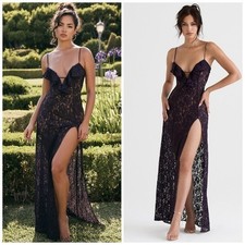 House of CB MALIA Night Shade Lace Maxi Dress Size L