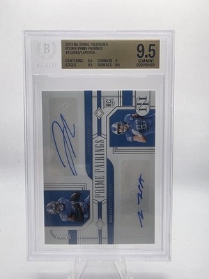 JAHMYR GIBBS SAM LAPORTA 2023 National Treasures - Rookie Prime Pairings BGS 9.5
