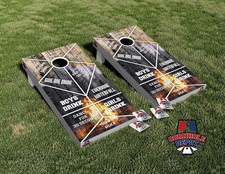 Campfire Wilderness Drinking Cornhole Board Vinyl Wrap Laminated Sticker Set