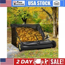 52" Tow-Behind Lawn Sweeper Leaf & Grass Catcher 27 Cu. Ft Hopper Bag Capacity