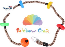 Colorful Climbing Rope - 6.5Ft with 5 Knotted Foot - Kids Ninja Rope for Ninja W