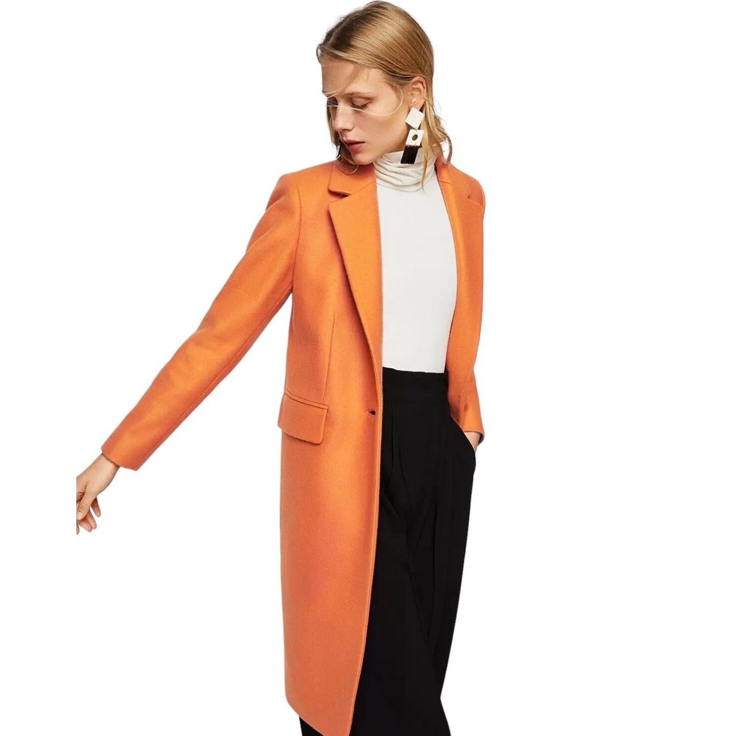 Mango Orange Wool Blend Single Button Blazer Coat… - image 17