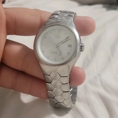 Alessi Automatic Stainless Steel Wristwatch Silver Band White Dial Date