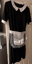 Rocky Horror Show Costume Fancy Dress Size Medium Maid Apron Headband Black