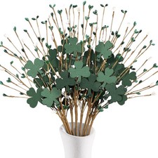8Pcs St Patricks Day Decorations Shamrock Picks Decor Artificial Floral Stems...