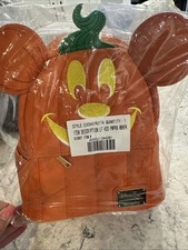 Image of Loungefly Disney Parks 2019 Mickey Halloween Pumpkin Mini Backpack PurseNWT