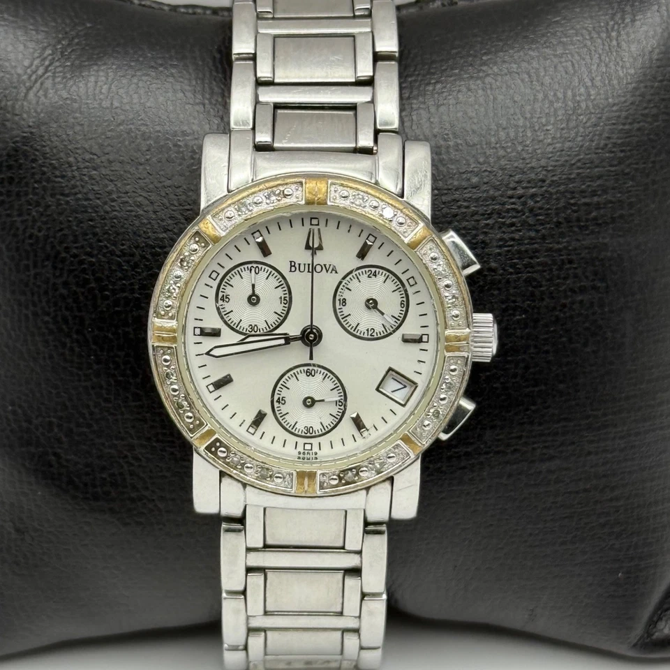Bulova Swiss Chronograph Watch Quartz Date Dial 29mm C837317 Bracelet Ladies - Image 2 of 4