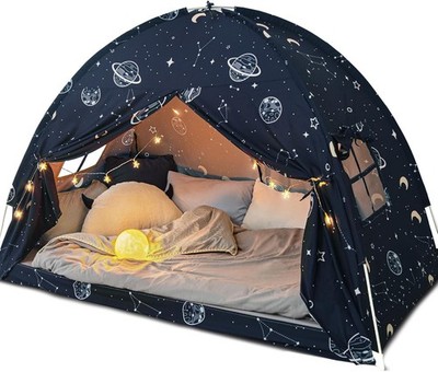 Twin Bed Tent Canopy for Kids Boys Girls Galaxy Space Dome Blackout Sleep Tent