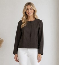 Jones New York Collection Womens Brown Blazer Size 14 Petite Stretch Classic
