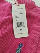 NWT Vineyard Vines Skirt Corduroy Skirt Girls Size 12 Pink Pineapple Print