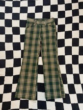 vintage 70's jcpenny high waist flared plaid pants kids size 10 waist 22 inches
