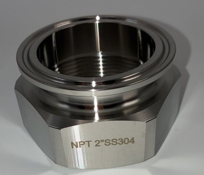 Quinine 2  Clamp Adapter To 2  FNPT Thread Ferrules Hexagonal Pipe Fitting