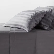 Queen 800 Thread Count Hotel Collection Sheet Set Damask Dark Gray Hem