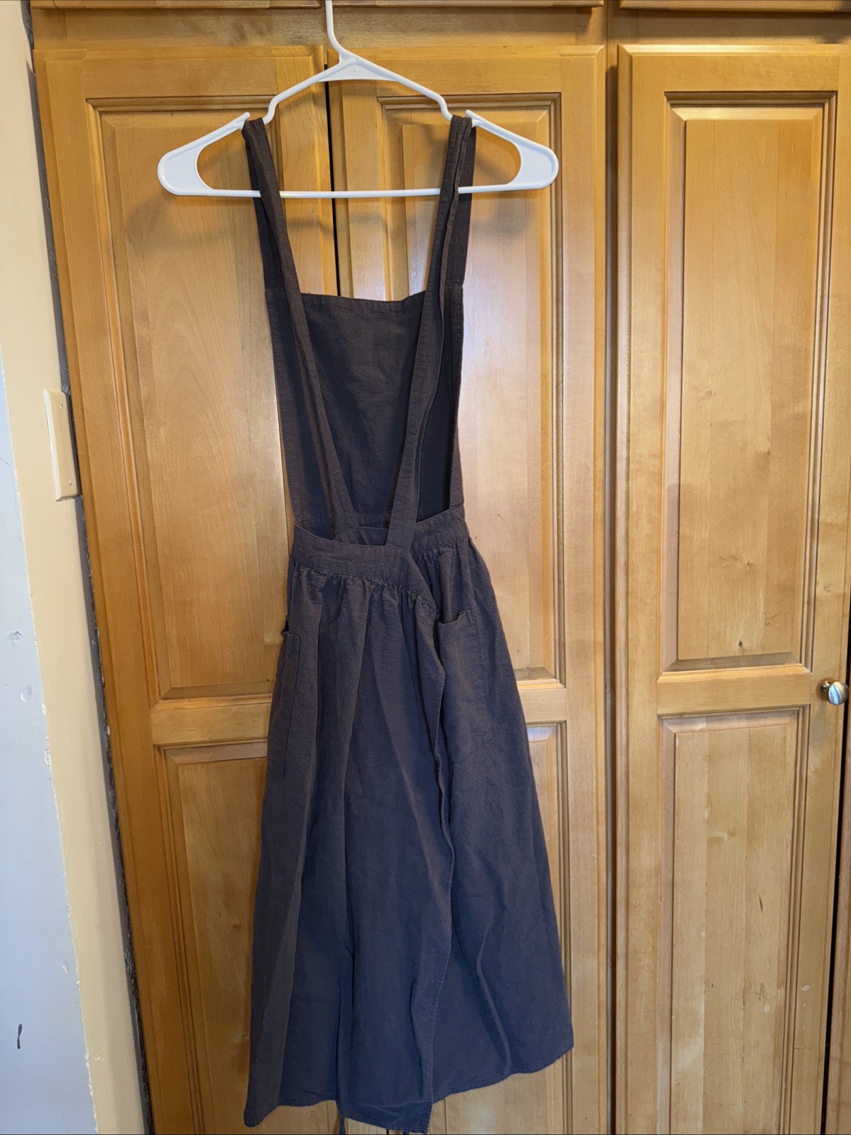 Cotton Linen Crossback Apron Front Pockets  Cottagecore Pastoral Used Like New